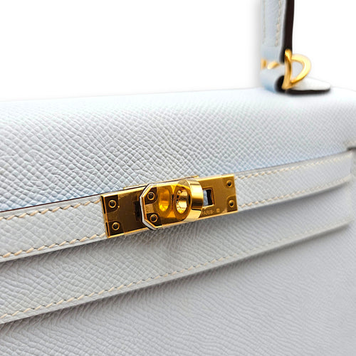 Sellier Kelly 25 Blue Brume  in Epsom Gold hardware