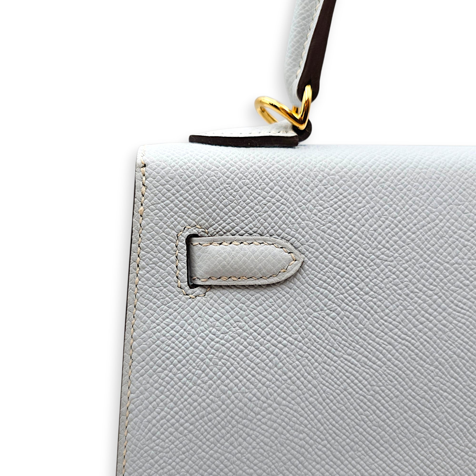 Sellier Kelly 25 Blue Brume  in Epsom Gold hardware