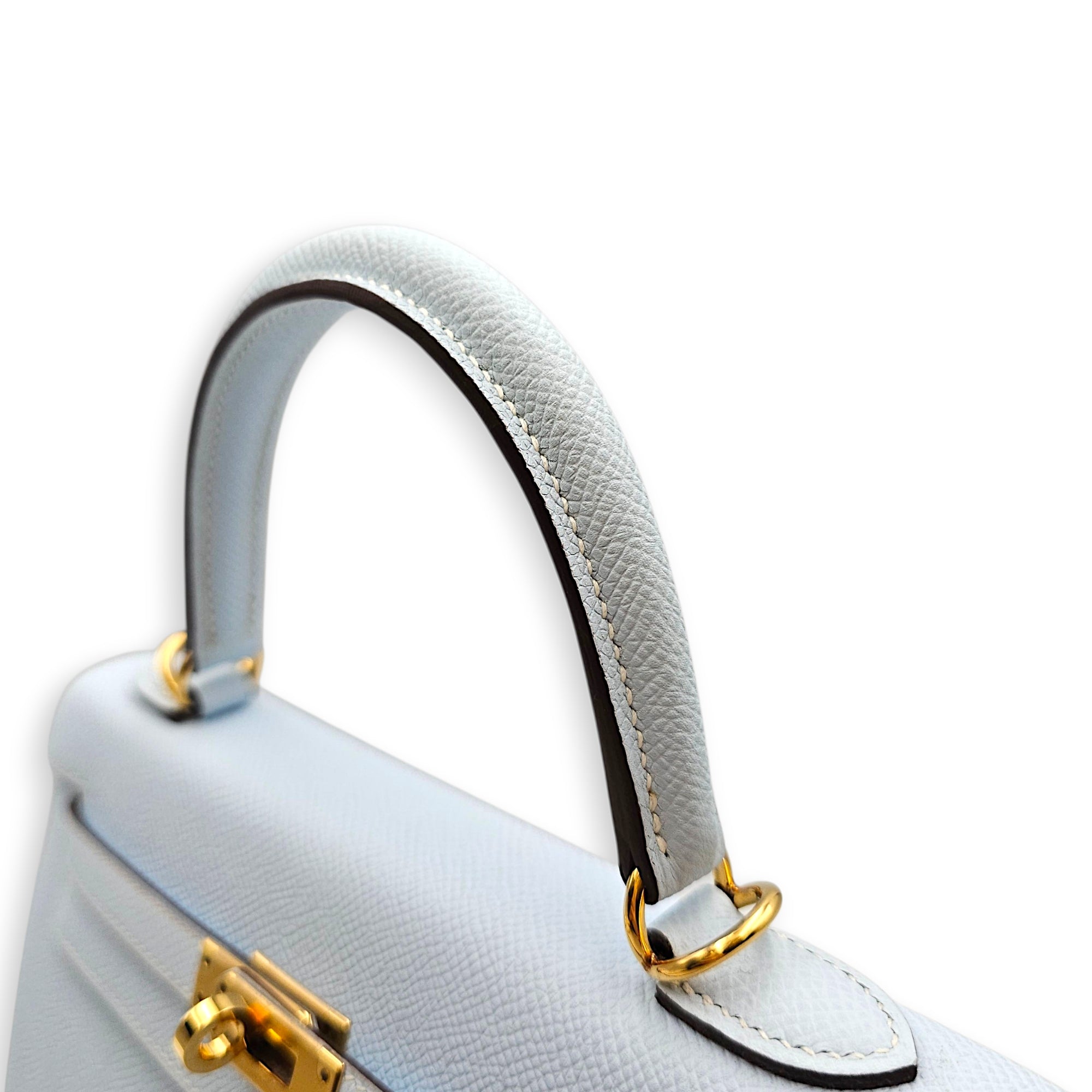 Sellier Kelly 25 Blue Brume  in Epsom Gold hardware