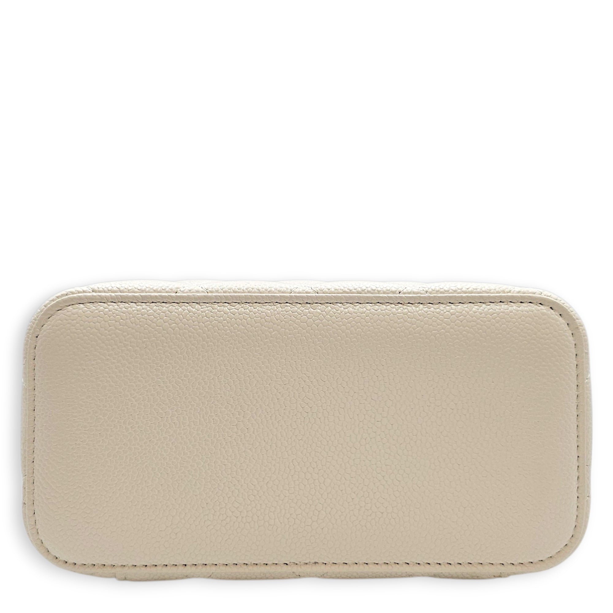 Mini Rectangular Vanity Case White Crossbody Bag in Caviar Leather Gold hardware