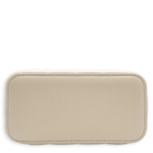 Mini Rectangular Vanity Case White Crossbody Bag in Caviar Leather Gold hardware