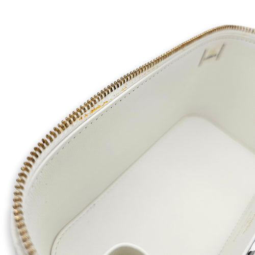 Rectangular Vanity Case Mini White Crossbody Bag in Caviar Leather Gold hardware CL2605-21426 8