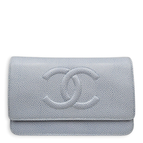 Wallet on Chain Blue Crossbody Bag in Caviar Leather Silver hardware CL2605-21427 1