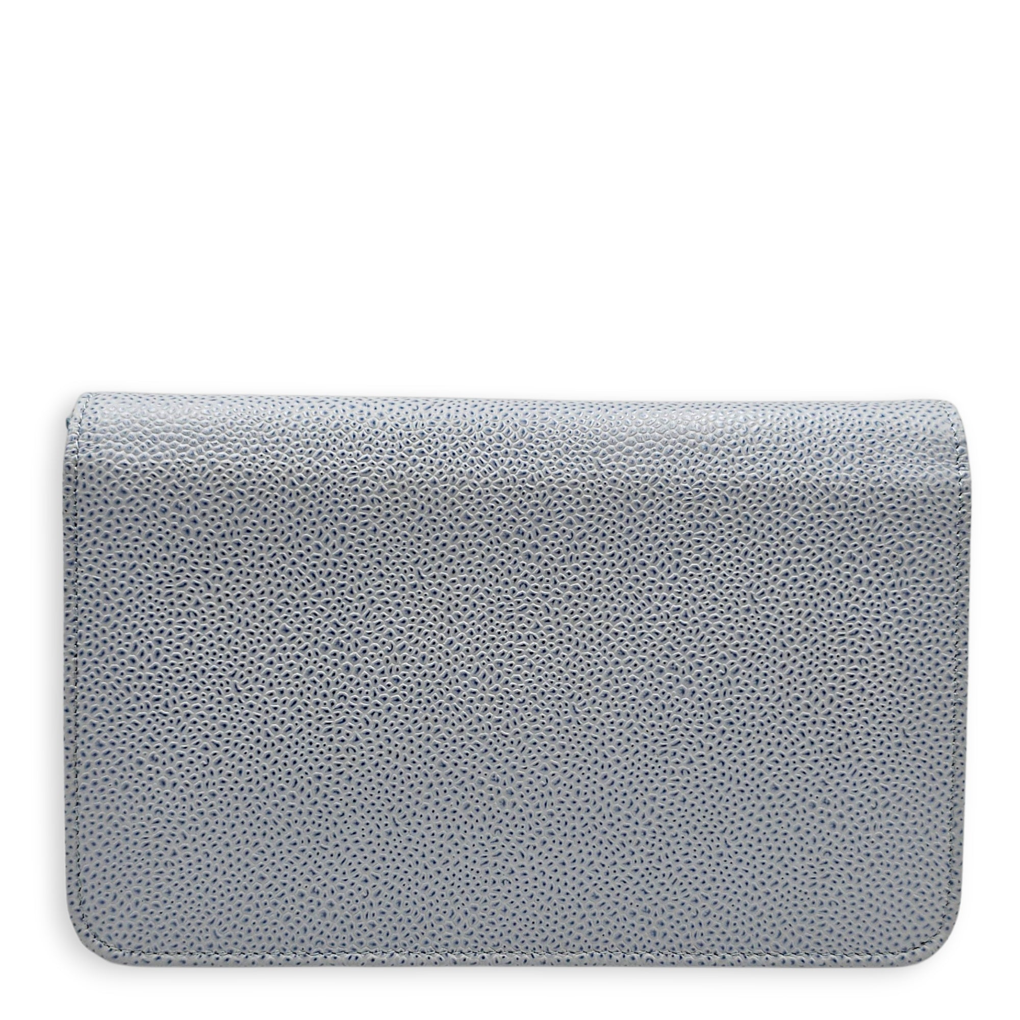WOC Blue Crossbody Bag in Caviar Leather Silver hardware