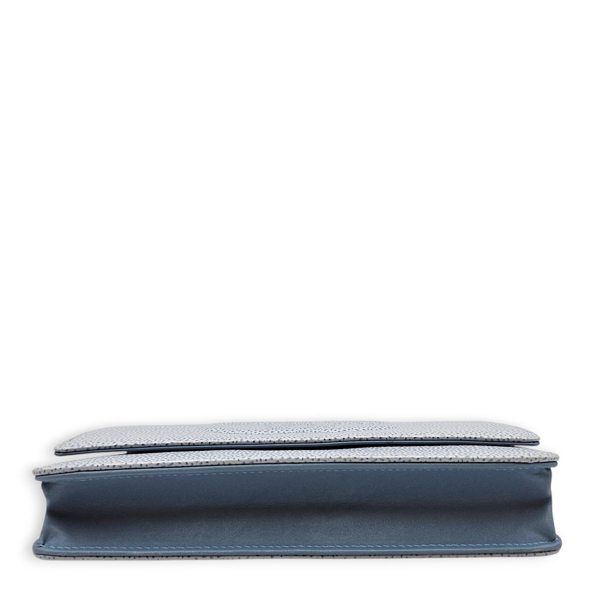 Wallet on Chain Blue Crossbody Bag in Caviar Leather Silver hardware CL2605-21427 5