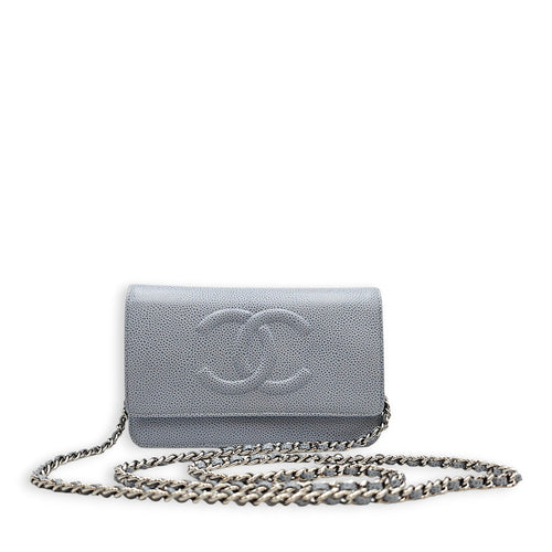 Wallet on Chain Blue Crossbody Bag in Caviar Leather Silver hardware CL2605-21427 9