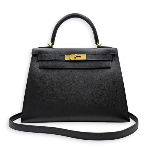 Sellier Kelly 28 Black in Epsom Gold hardware CL2605-21432 10