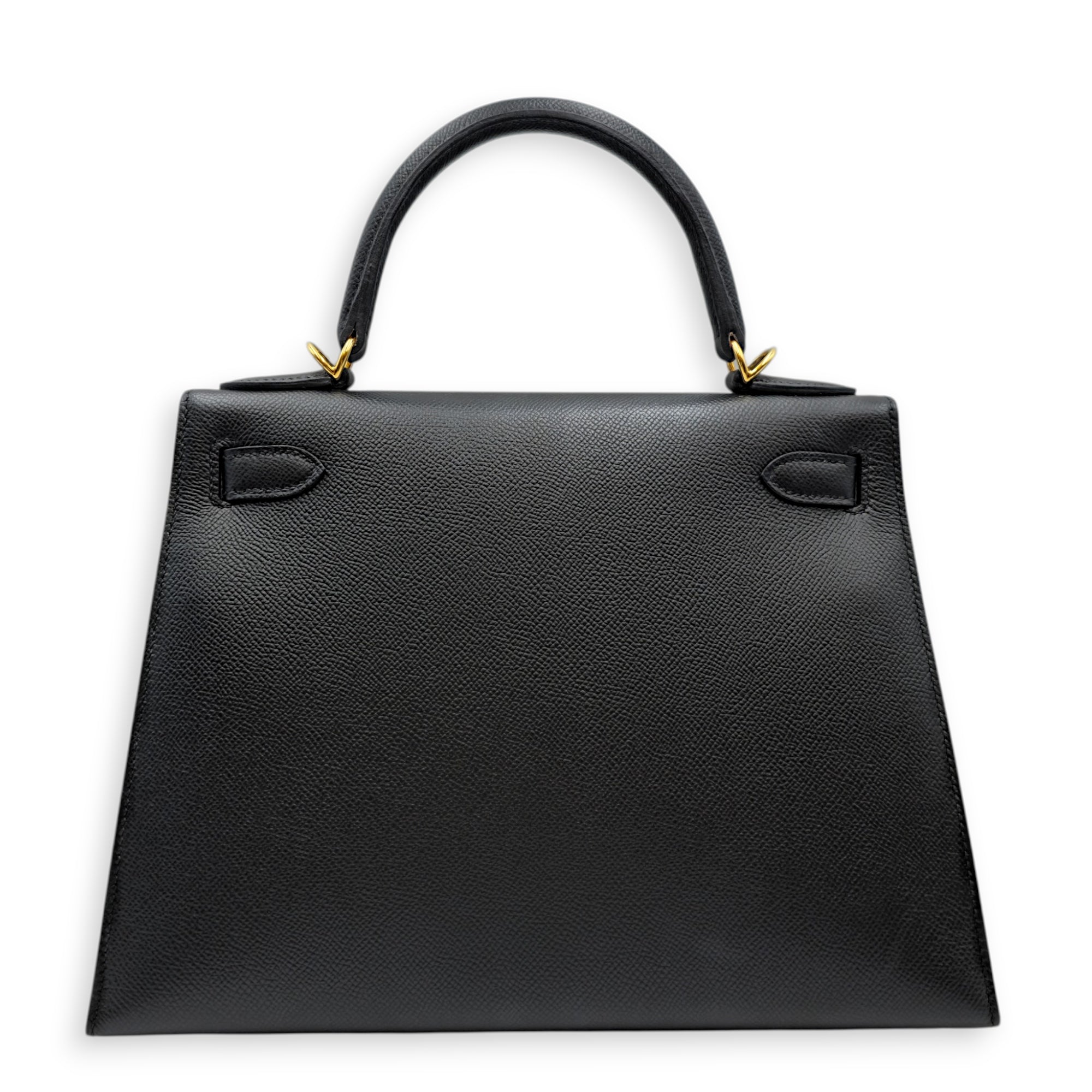 Sellier Kelly 28 Black in Epsom Gold hardware