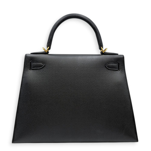 Sellier Kelly 28 Black in Epsom Gold hardware