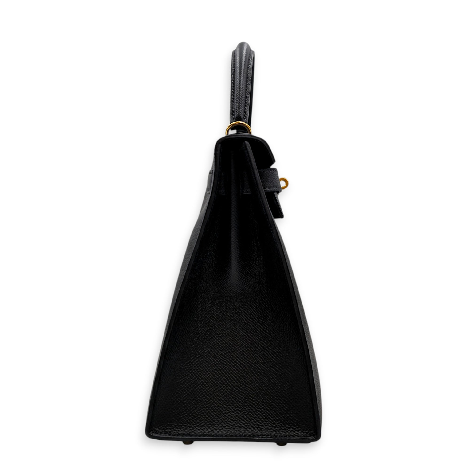Sellier Kelly 28 Black in Epsom Gold hardware
