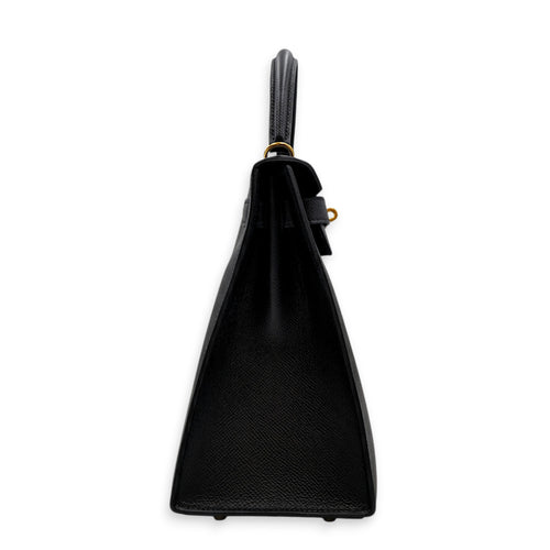 Sellier Kelly 28 Black in Epsom Gold hardware