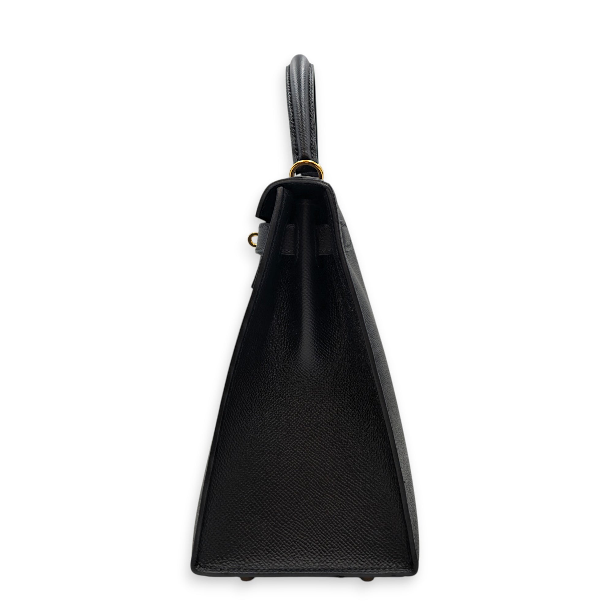 Sellier Kelly 28 Black in Epsom Gold hardware