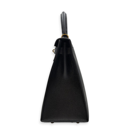 Sellier Kelly 28 Black in Epsom Gold hardware