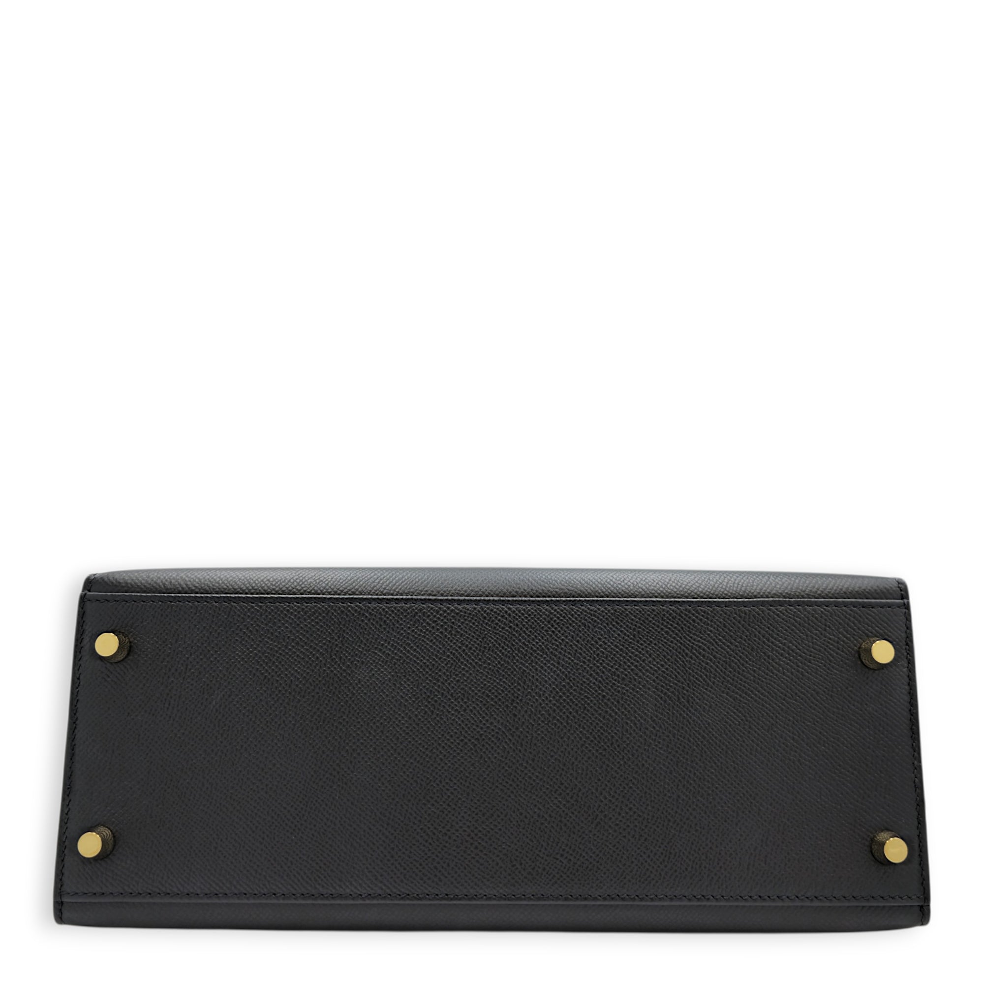 Sellier Kelly 28 Black in Epsom Gold hardware