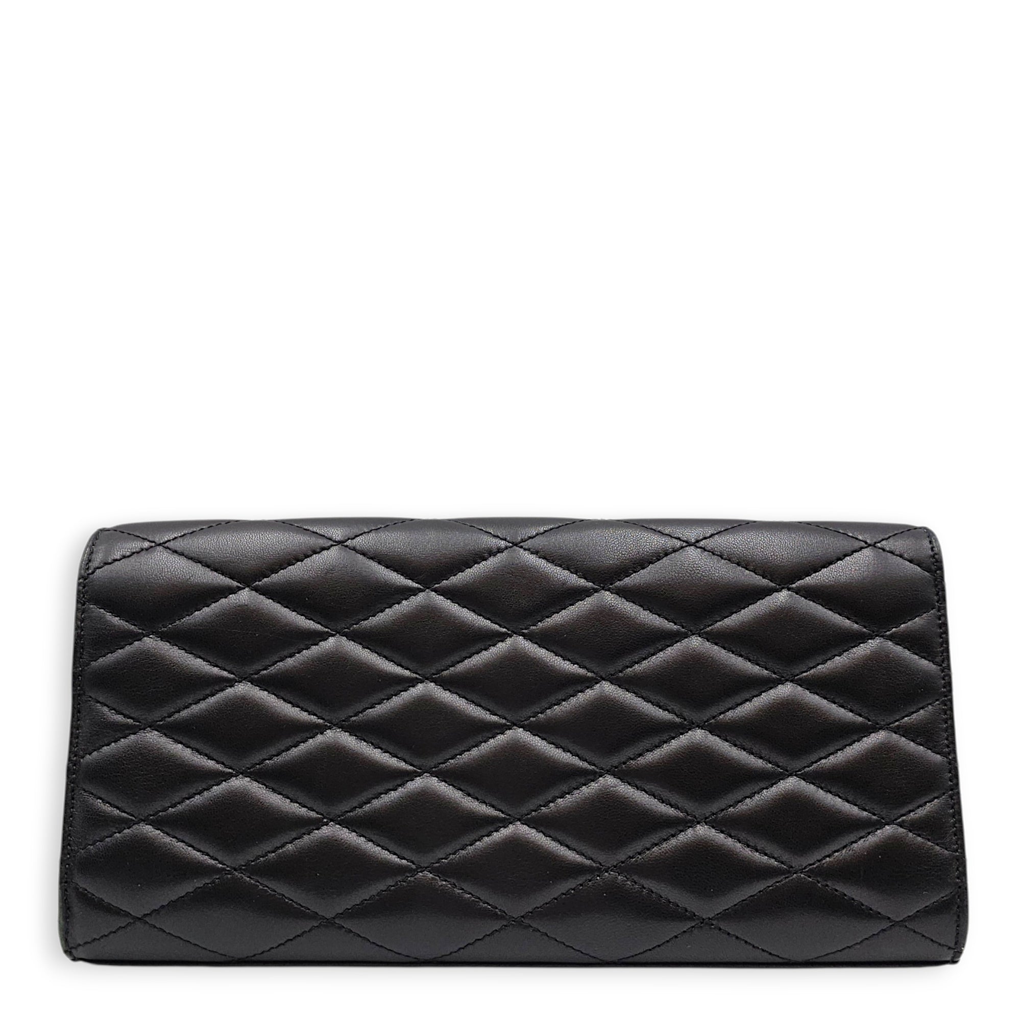 Kate Black Clutch in Lambskin Silver hardware CL2605-21436 2