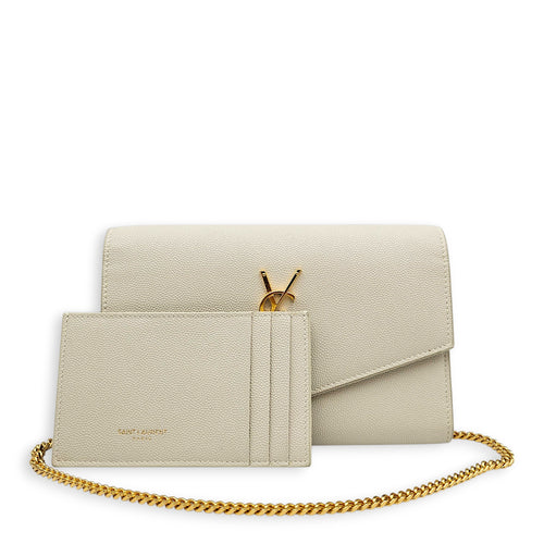 Uptown WOC Beige Crossbody Bag in Calfskin Gold hardware