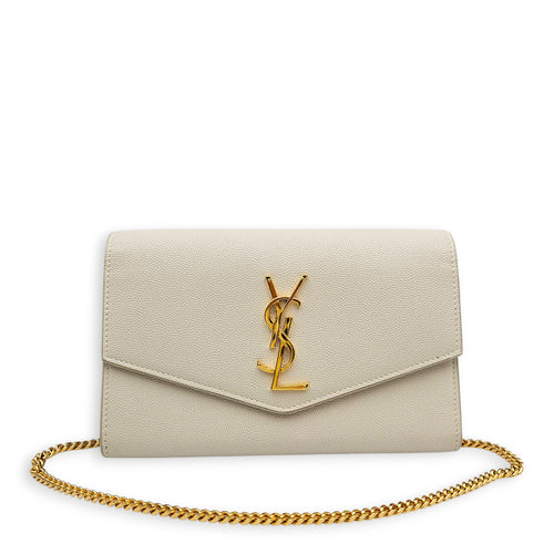 Uptown WOC Beige Crossbody Bag in Calfskin Gold hardware