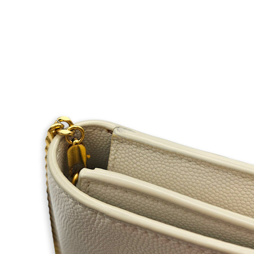 Uptown WOC Beige Crossbody Bag in Calfskin Gold hardware