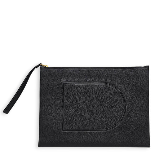 Pin D  30cm Black Clutch in Calfskin Gold hardware CL2605-21442 1