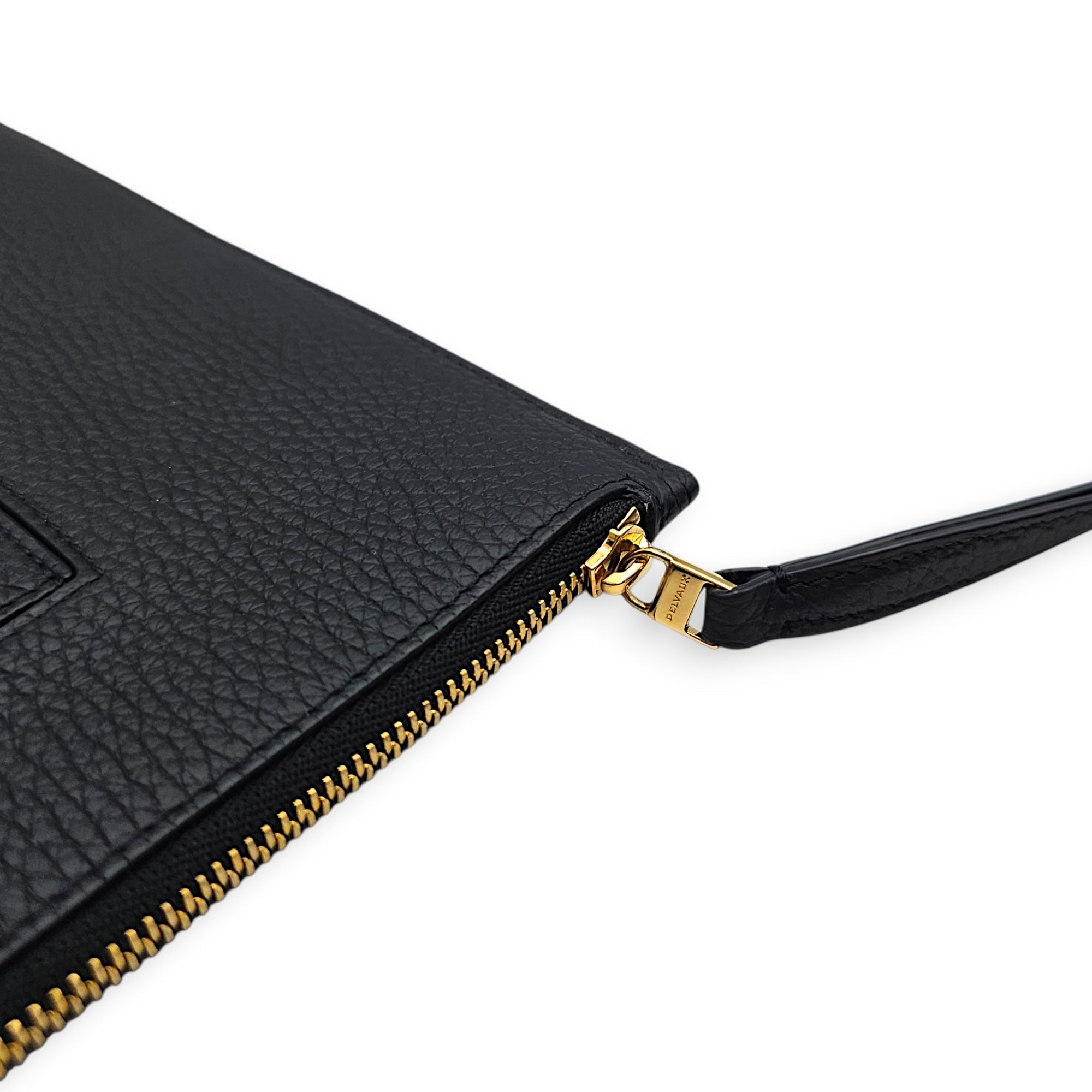 Pin D  30cm Black Clutch in Calfskin Gold hardware CL2605-21442 7