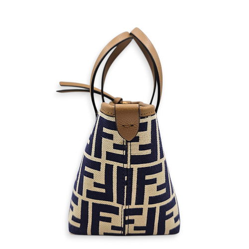 Mini Roll FF Jacquard Blue Top Handle Bag in Canvas Gold hardware