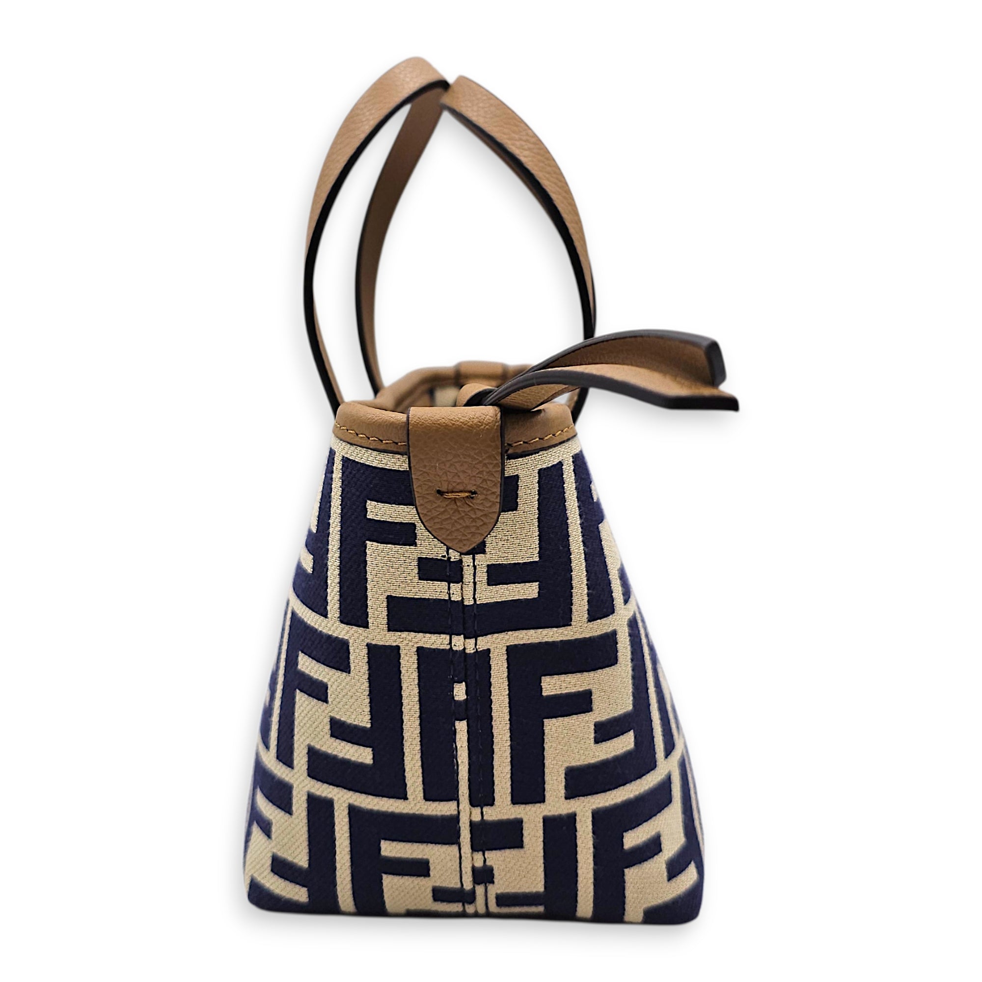 Mini Roll FF Jacquard Blue Top Handle Bag in Canvas Gold hardware