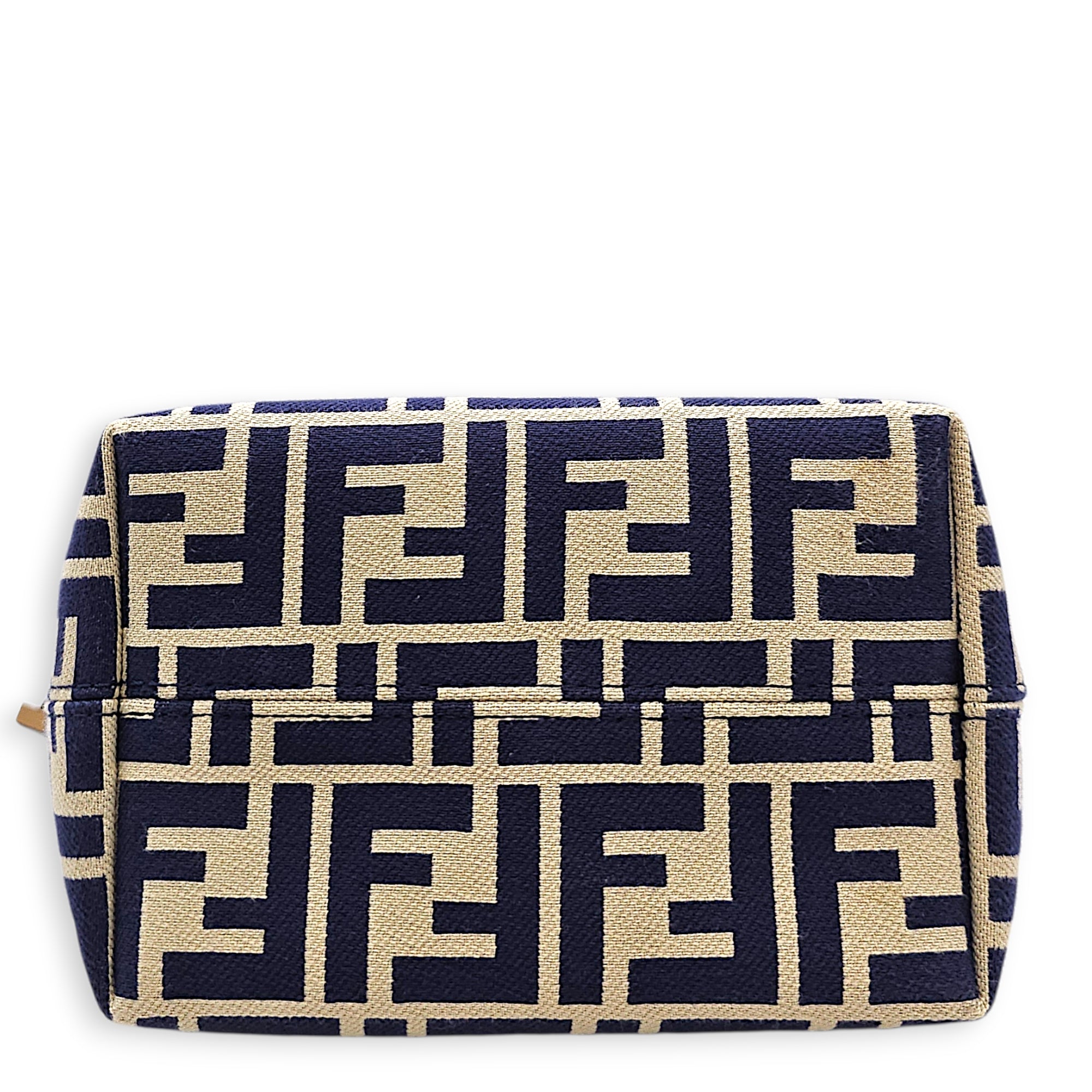 Mini Roll FF Jacquard Blue Top Handle Bag in Canvas Gold hardware