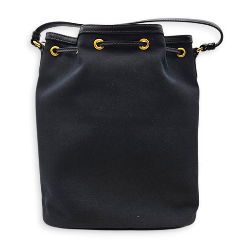 Logo Jacquard Black Bucket Bag in Canvas Gold hardware