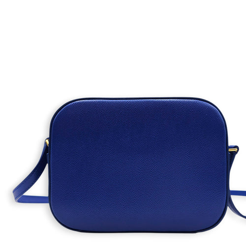 Monogram Camera 16cm Blue Crossbody Bag in Calfskin Gold hardware