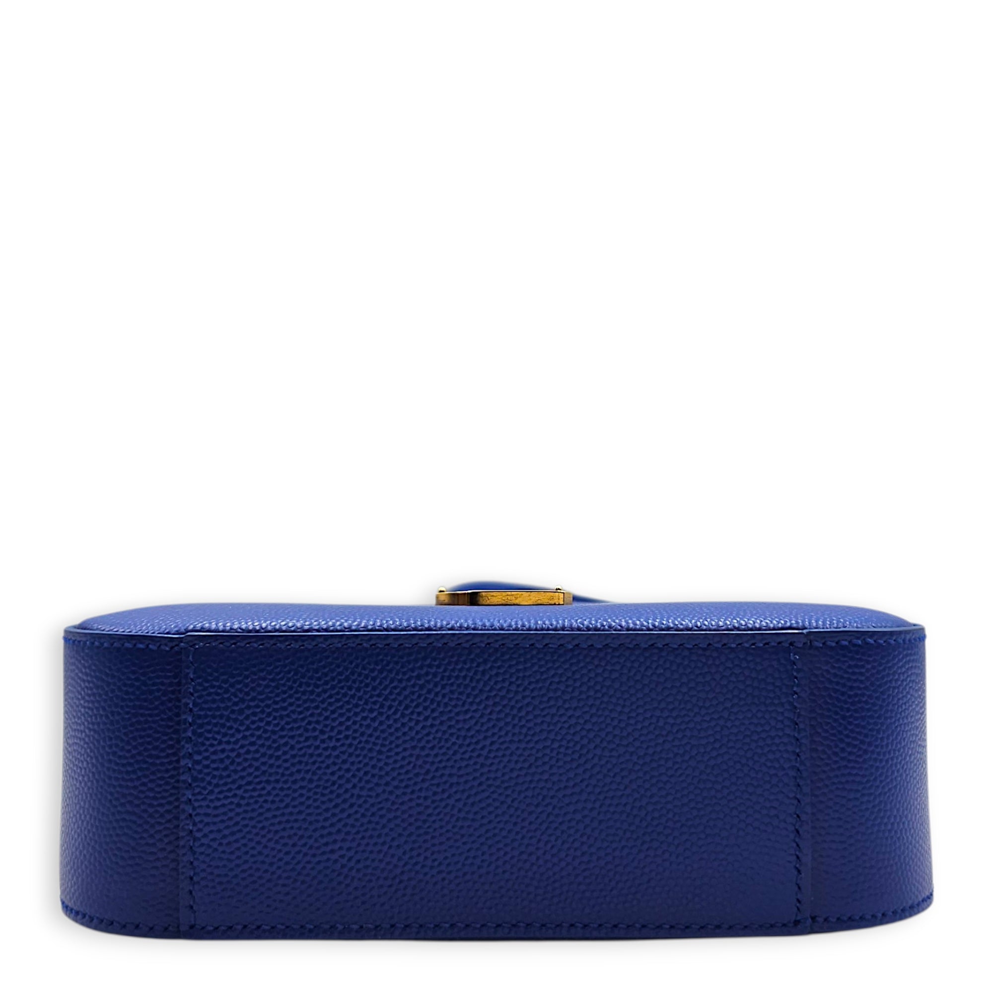 Monogram Camera 16cm Blue Crossbody Bag in Calfskin Gold hardware