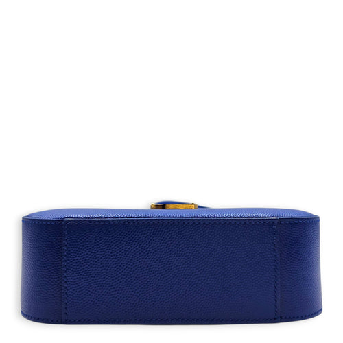 Monogram Camera 16cm Blue Crossbody Bag in Calfskin Gold hardware