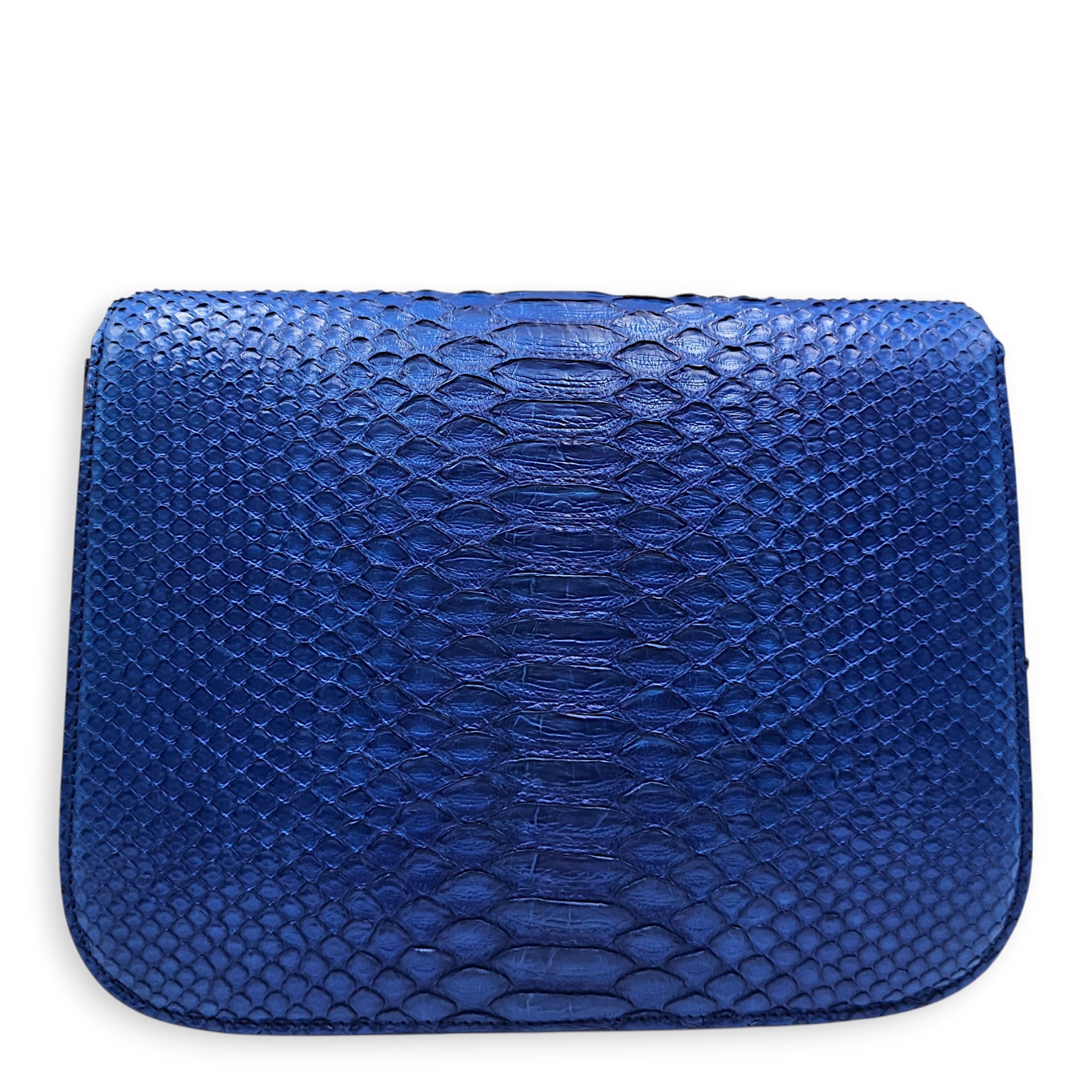 Classic Box Medium Blue Crossbody Bag in Python Leather Gold hardware CL2605-21447 2