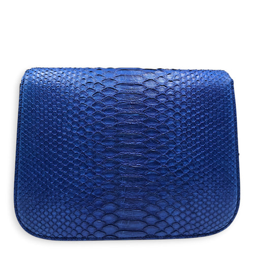 Classic Box Medium Blue Crossbody Bag in Python Leather Gold hardware CL2605-21447 2