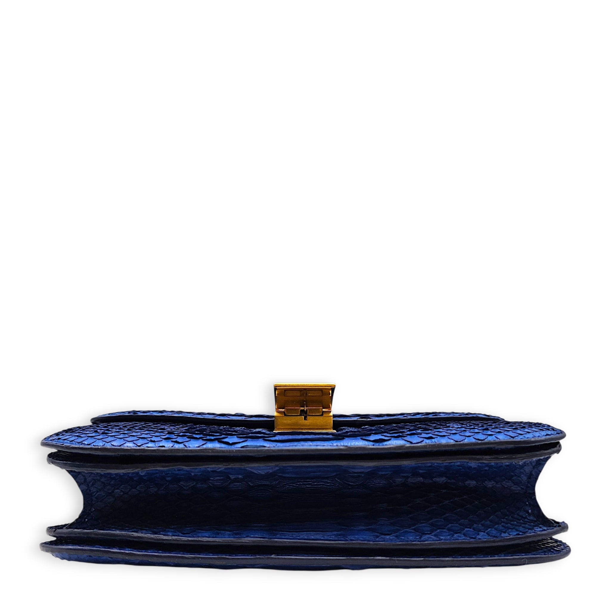 Classic Box Medium Blue Crossbody Bag in Python Leather Gold hardware CL2605-21447 6
