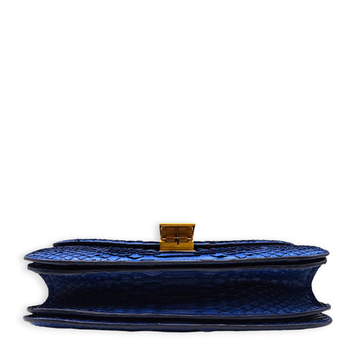 Classic Box Medium Blue Crossbody Bag in Python Leather Gold hardware CL2605-21447 6
