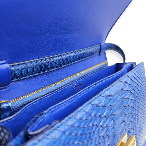 Classic Box Medium Blue Crossbody Bag in Python Leather Gold hardware CL2605-21447 8