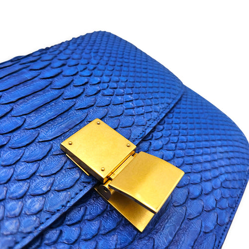 Classic Box Medium Blue Crossbody Bag in Python Leather Gold hardware CL2605-21447 10