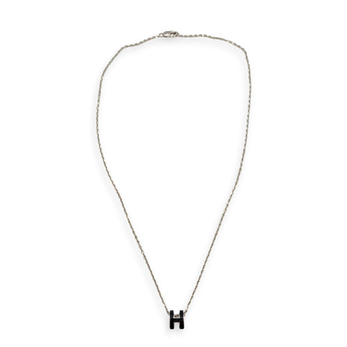 Mini Pop H Pendant Black Necklace Palladium hardware