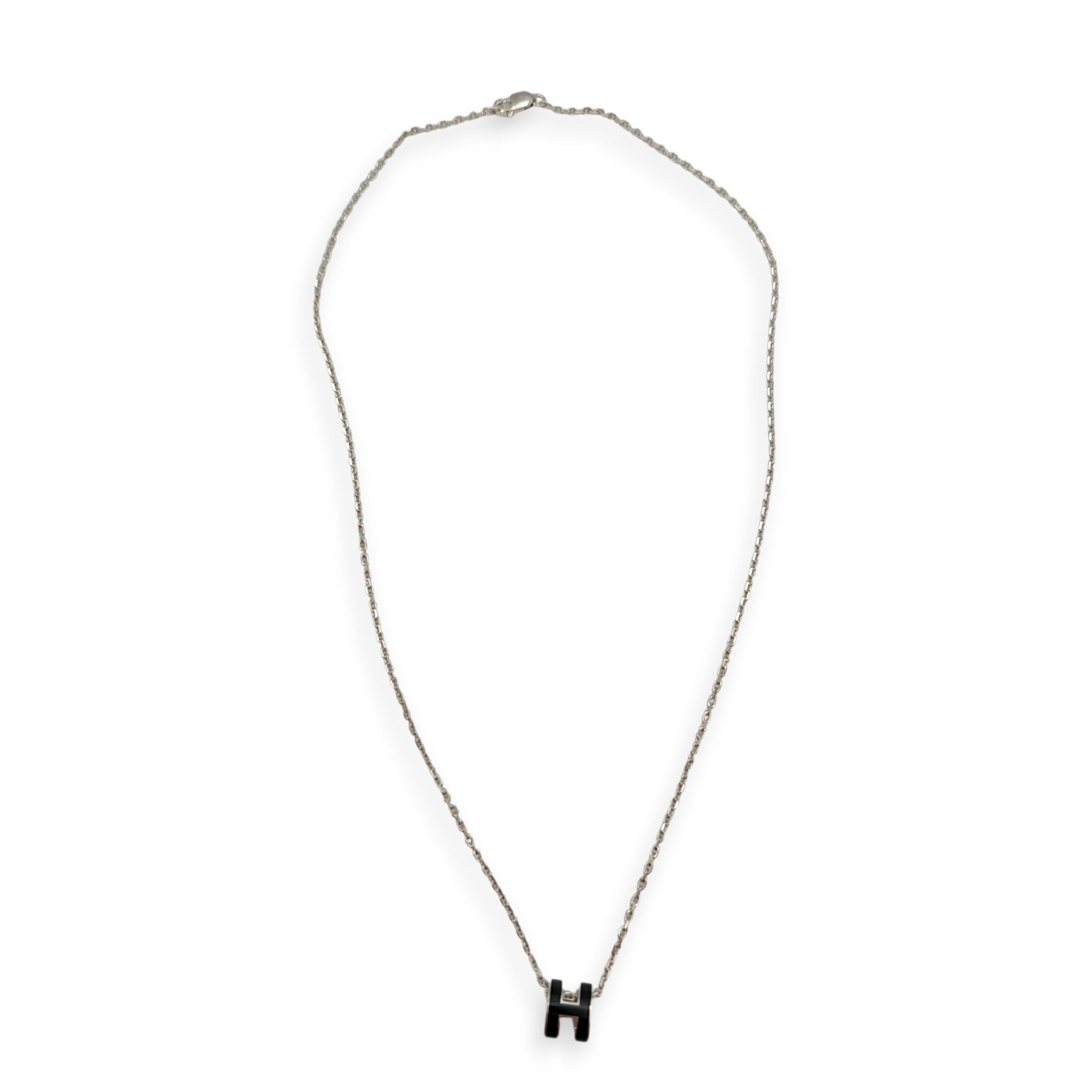 Mini Pop H Pendant Black Necklace Palladium hardware