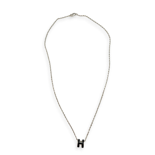 Mini Pop H Pendant Black Necklace Palladium hardware