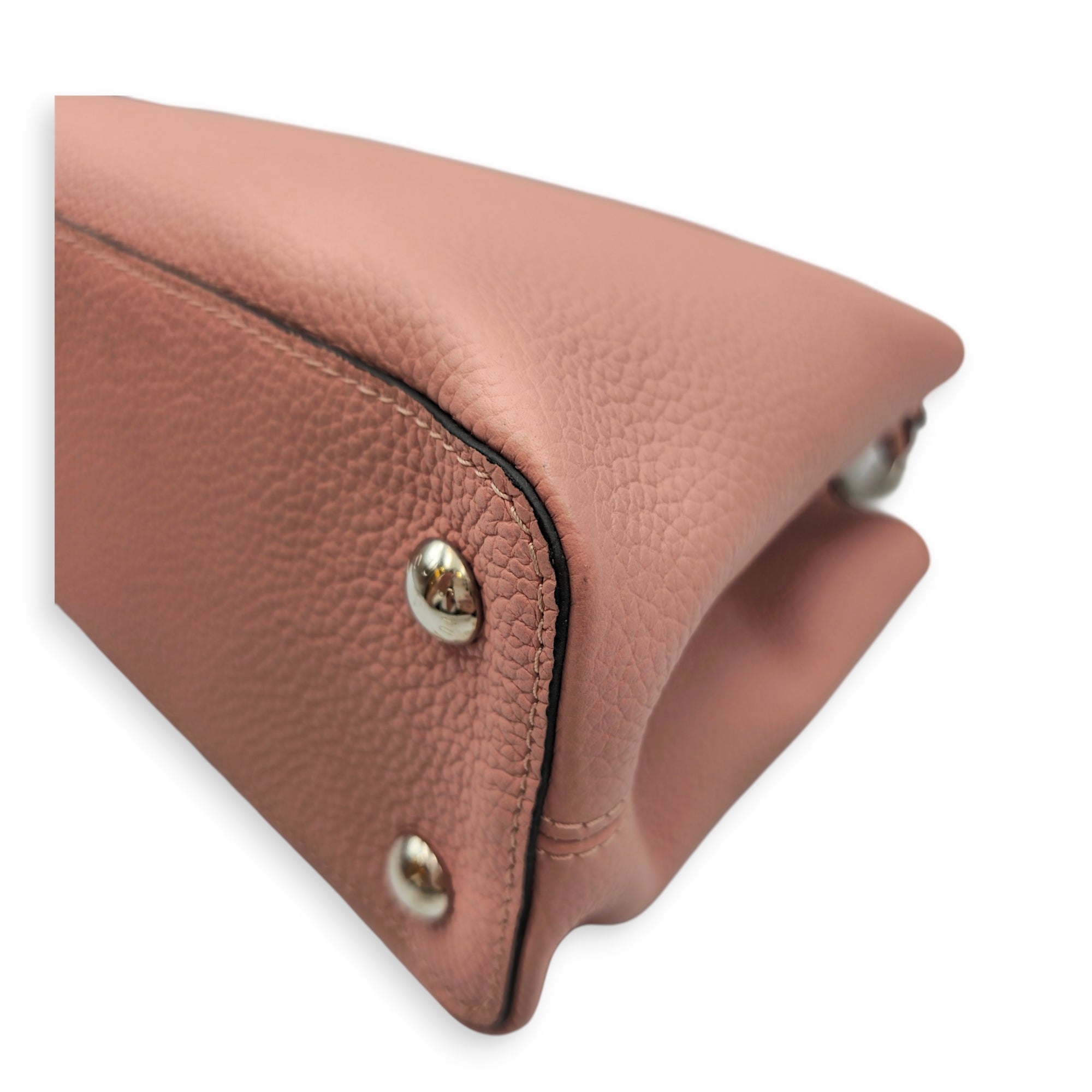 Capucines Pink Top Handle Bag in Taurillon Leather Silver hardware