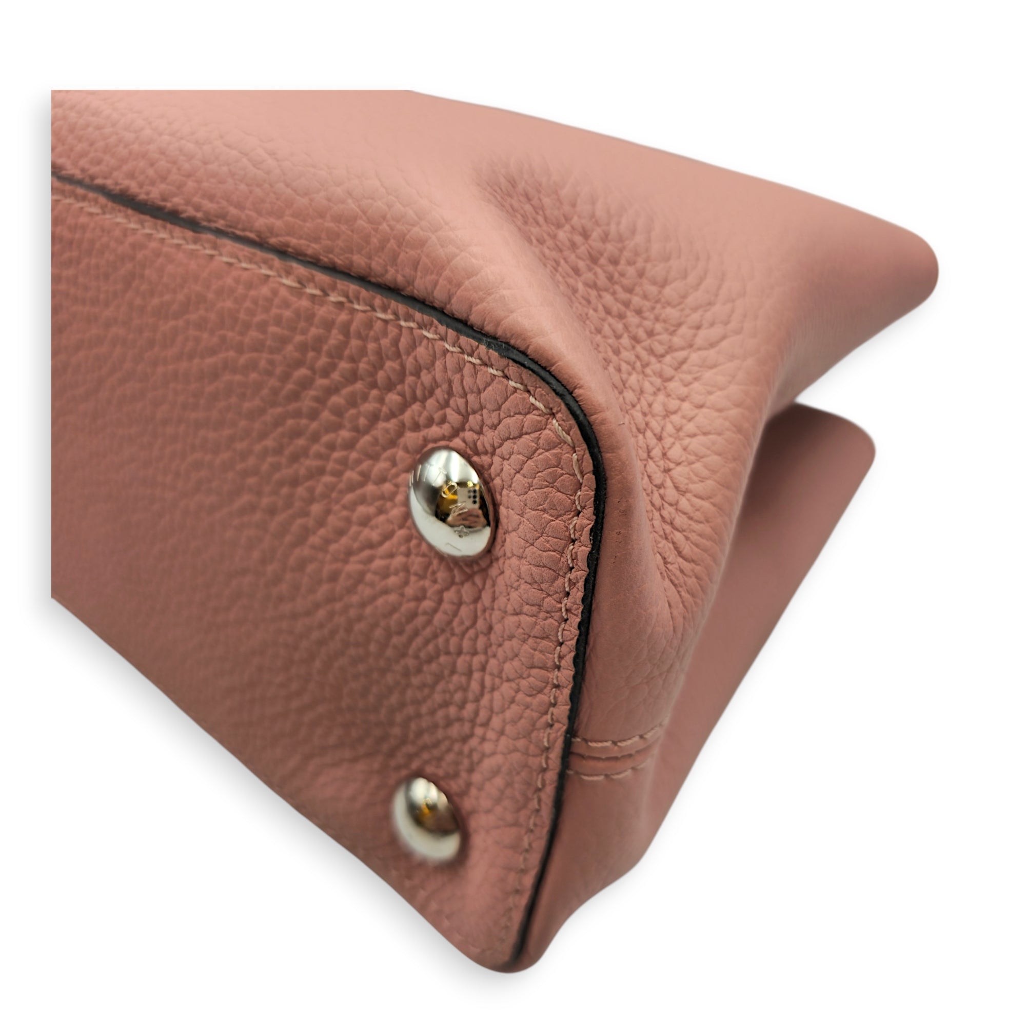 Capucines Pink Top Handle Bag in Taurillon Leather Silver hardware