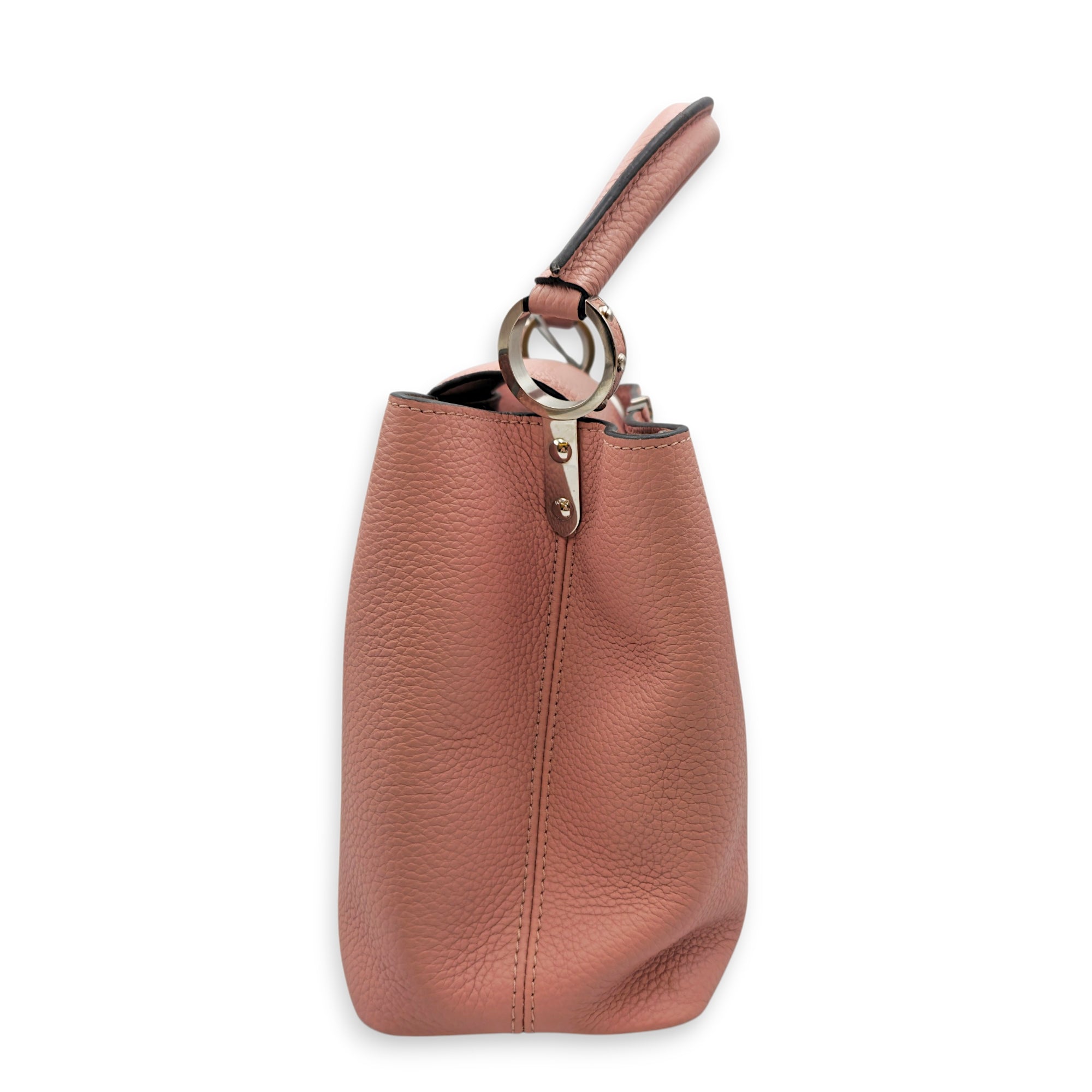 Capucines Medium Pink Shoulder Bag in Taurillon Leather Silver hardware CL2605-21473 4
