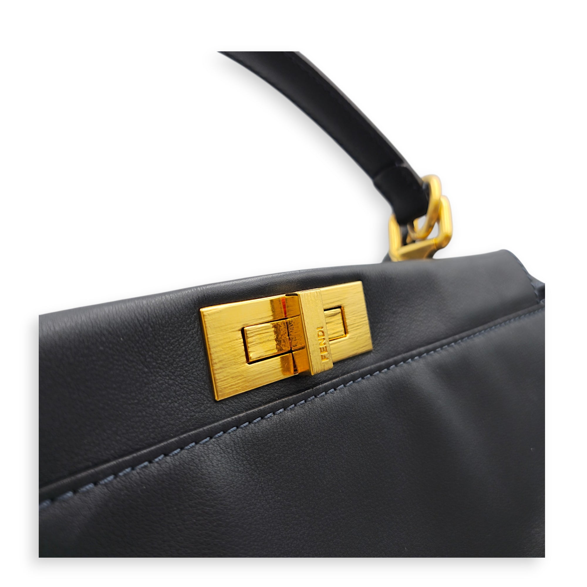 Peekaboo 40cm Blue Shoulder Bag in Calfskin Gold hardware CL2605-21474 12