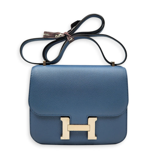 Constance 18 Blue agate/Gris mouette in Epsom Palladium hardware CL2605-21477 1