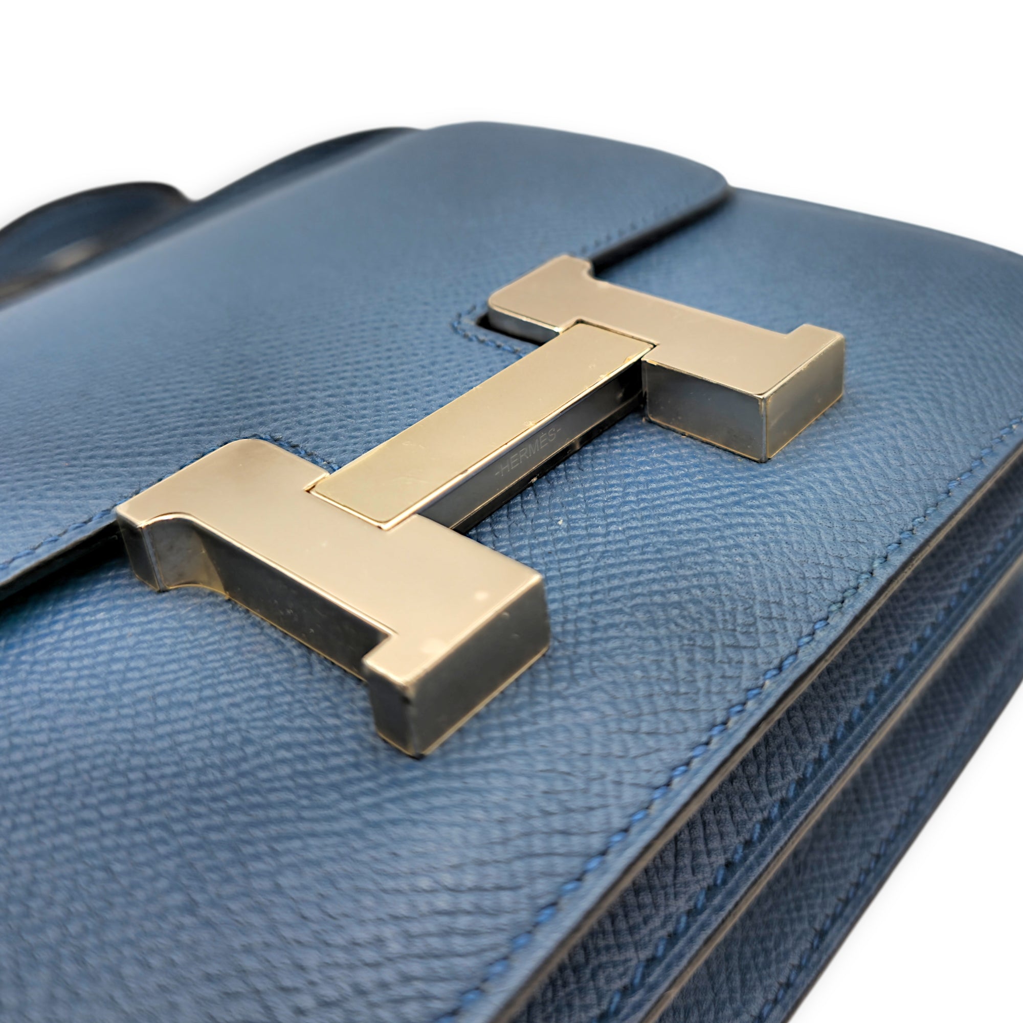 Constance 18 Blue agate/Gris mouette in Epsom Palladium hardware
