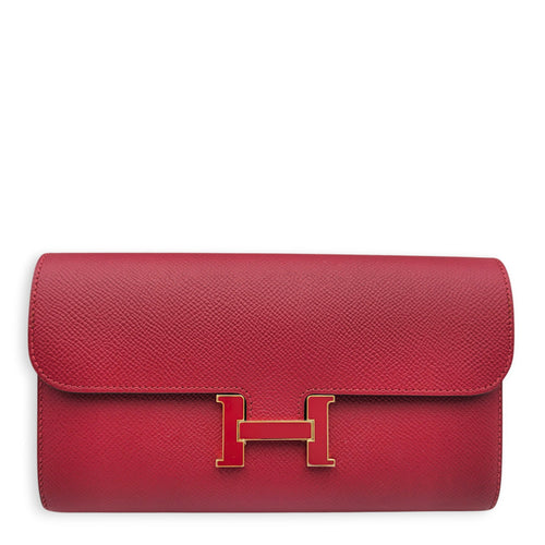 Constance Rouge Grenate Wallet in Epsom Enamel hardware