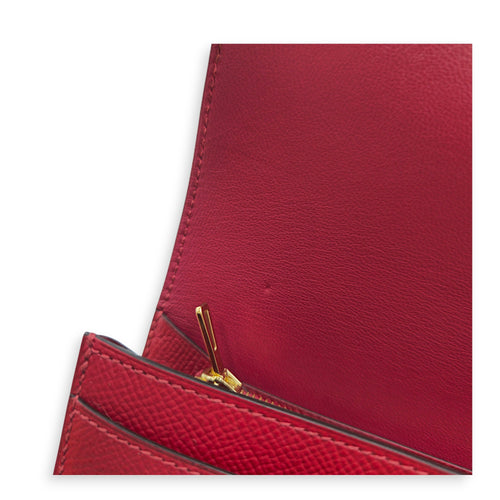 Constance Rouge Grenate Wallet in Epsom Enamel hardware