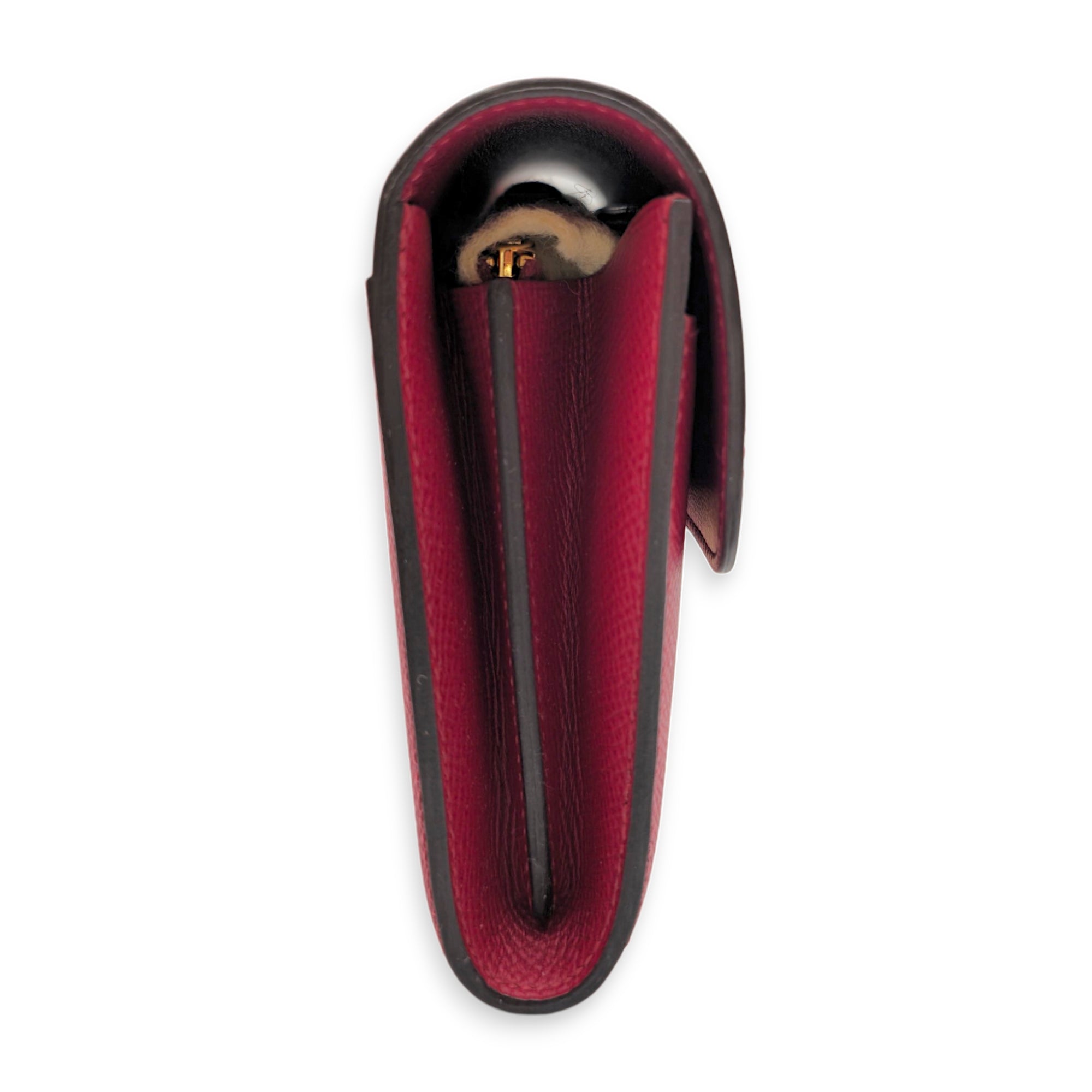 Constance Rouge Grenate Wallet in Epsom Enamel hardware CL2605-21483 3