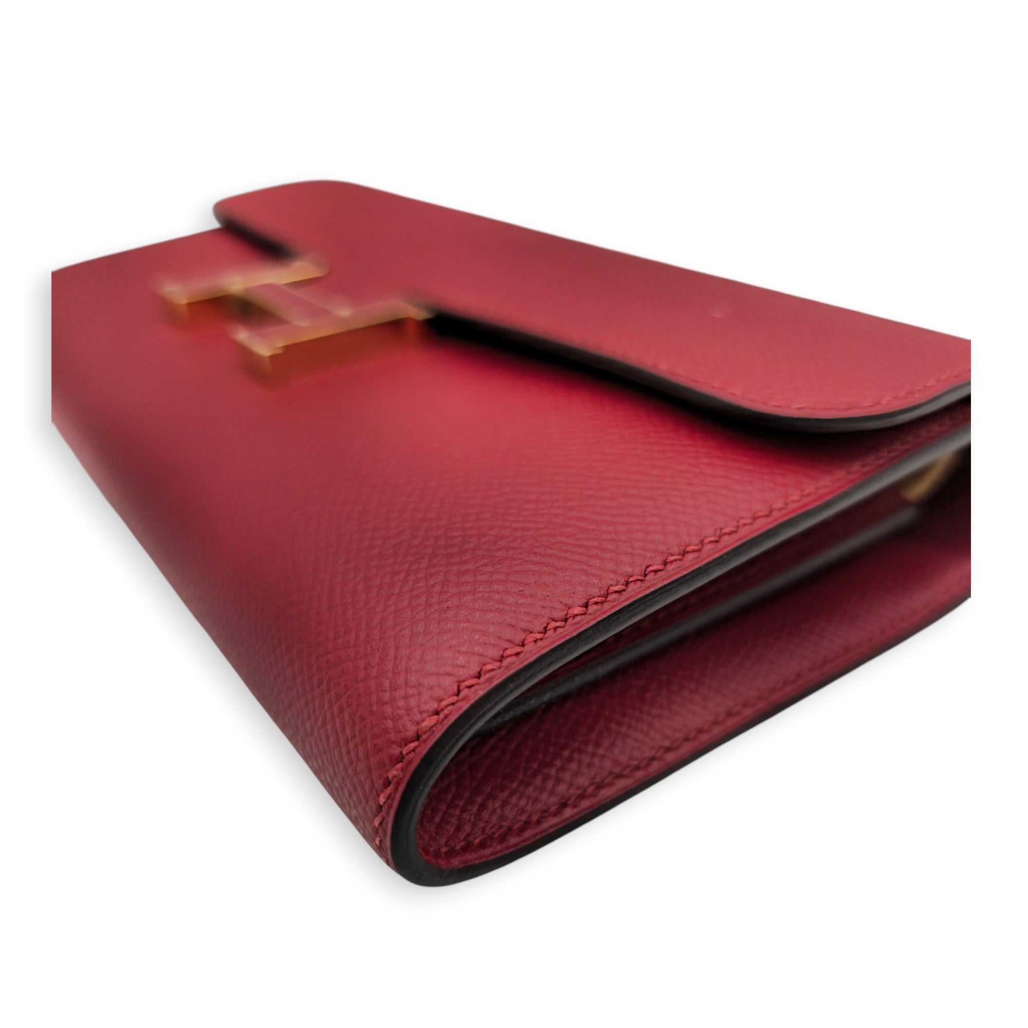 Constance Rouge Grenate Wallet in Epsom Enamel hardware